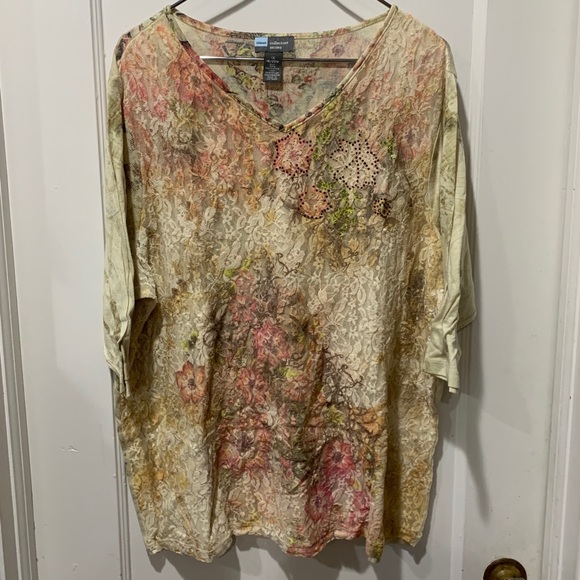 Liz & Me Tops - Liz and me 1X 18/20W boho lace front shirt 6180
